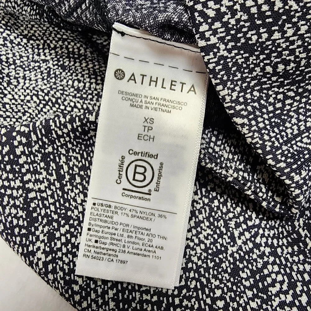Athleta DELANCEY Textured MOTO TIGHTS Black Printed Leggings XS